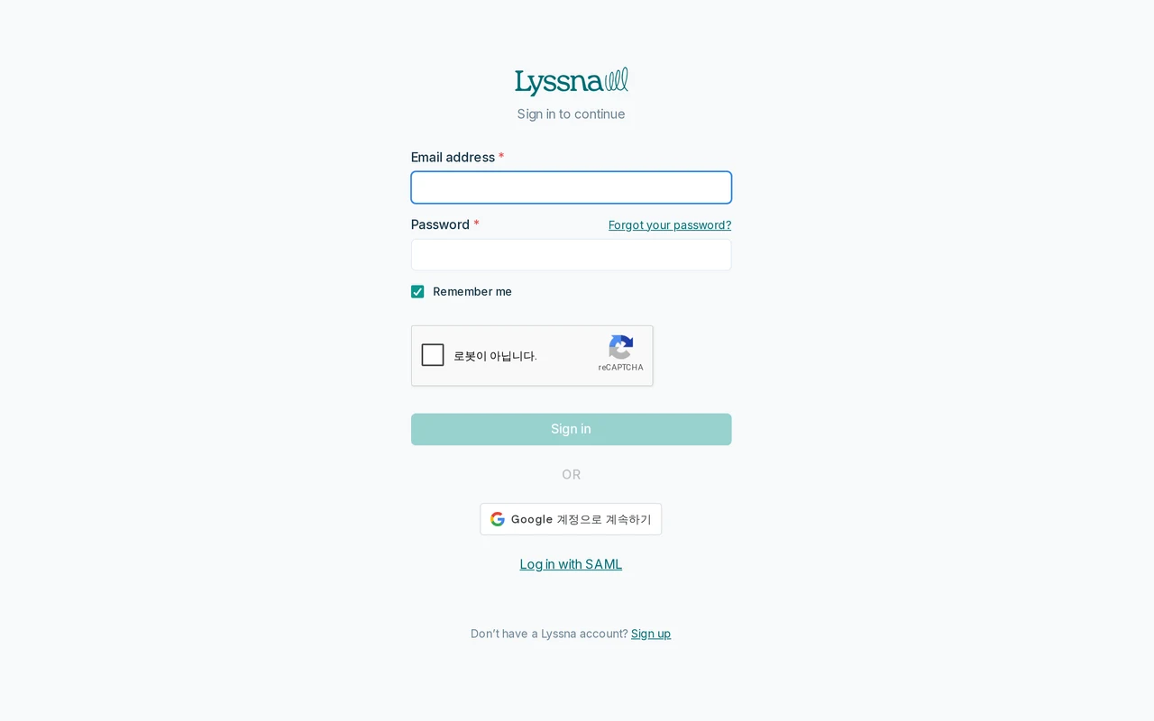 Lyssna • Sign in PC 스크린샷