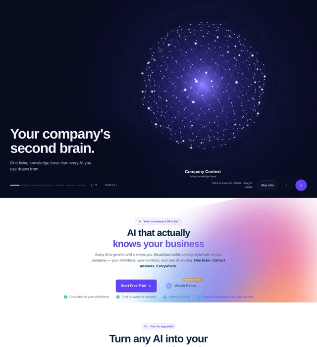 BinarBase — AI that actually knows your business 스크린샷
