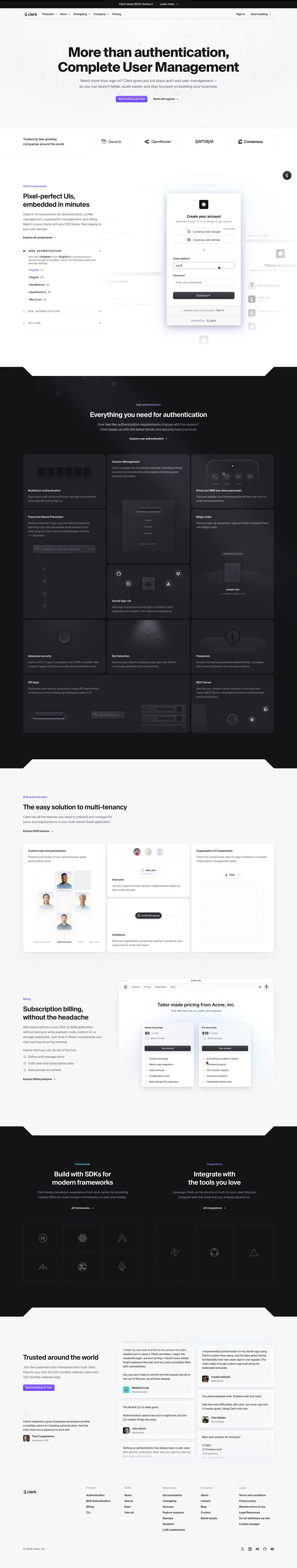 Clerk | Authentication and User Management PC 스크린샷