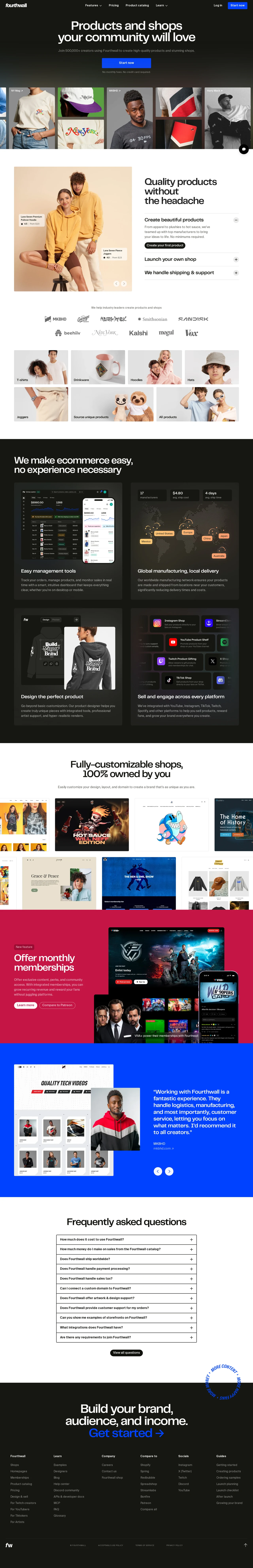 Fourthwall | The best way for creators to open shops, offer memberships, and engage supporters PC 스크린샷