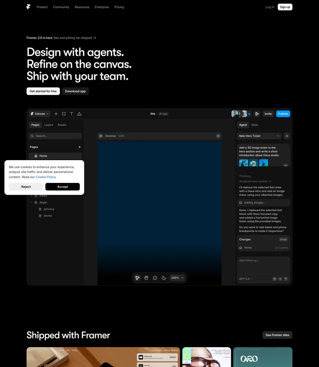 Framer: AI website builder for professional sites 스크린샷