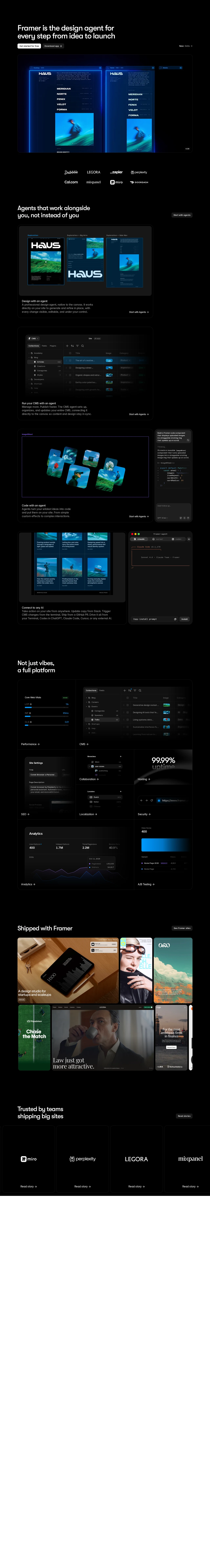 Framer: AI design agent PC 스크린샷
