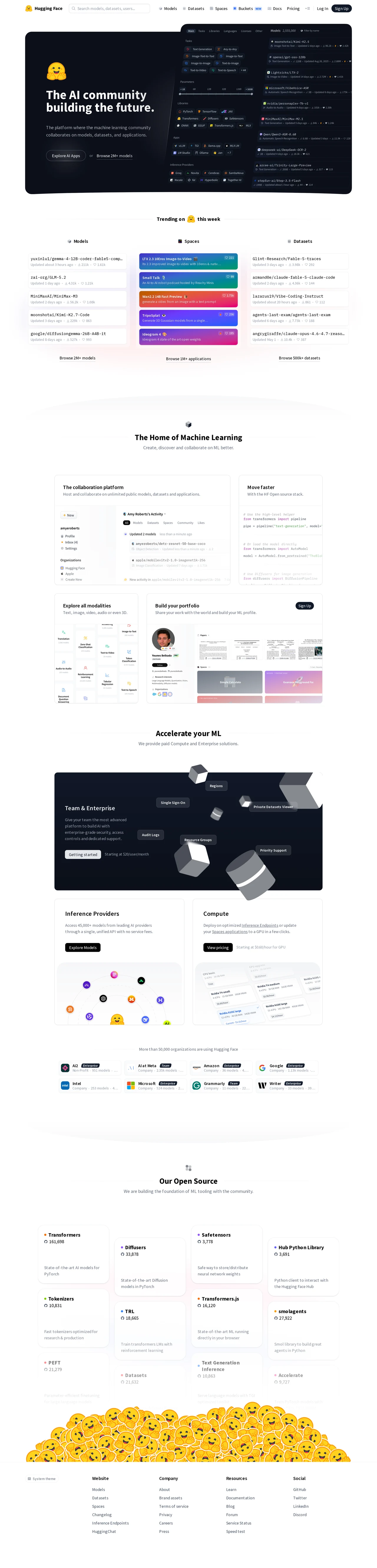 Hugging Face – The AI community building the future. PC 스크린샷