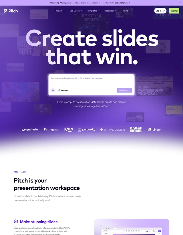 The AI presentation workspace 스크린샷