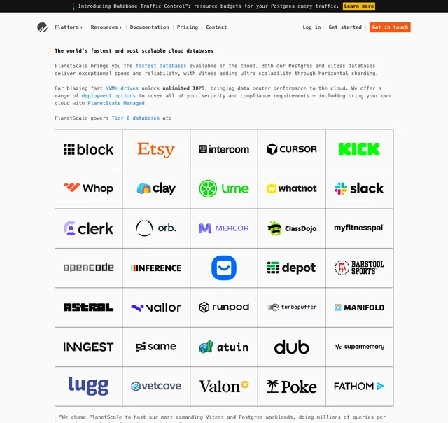 PlanetScale - the world’s fastest and most scalable cloud hosting for Vitess and Postgres 스크린샷