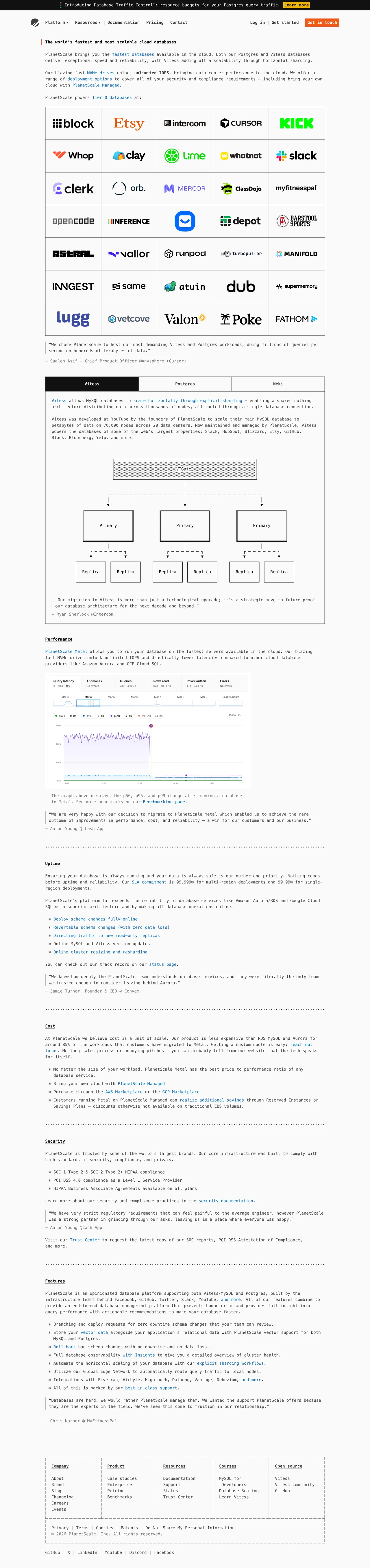 PlanetScale - the world’s fastest and most scalable cloud hosting for Vitess and Postgres PC 스크린샷