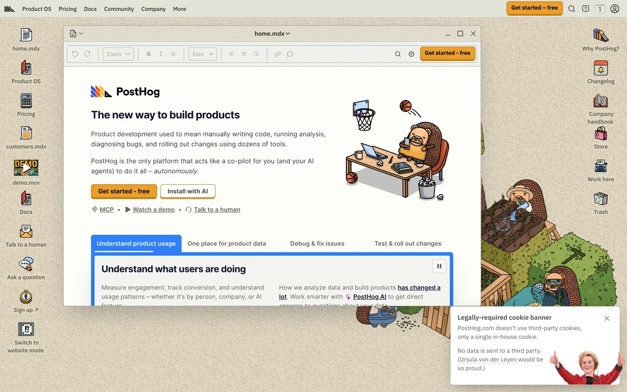 PostHog – We make dev tools for product engineers PC 스크린샷