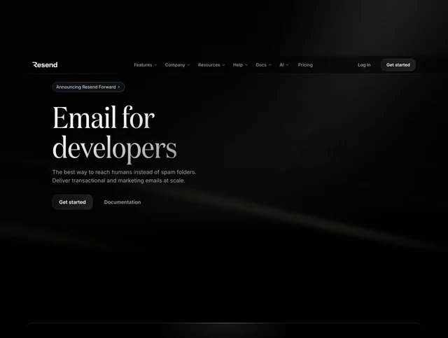 Resend · Email for developers 스크린샷