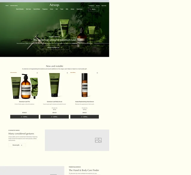 Formulations for Skin, Hair & Body Care of the Finest Quality - Aesop 스크린샷