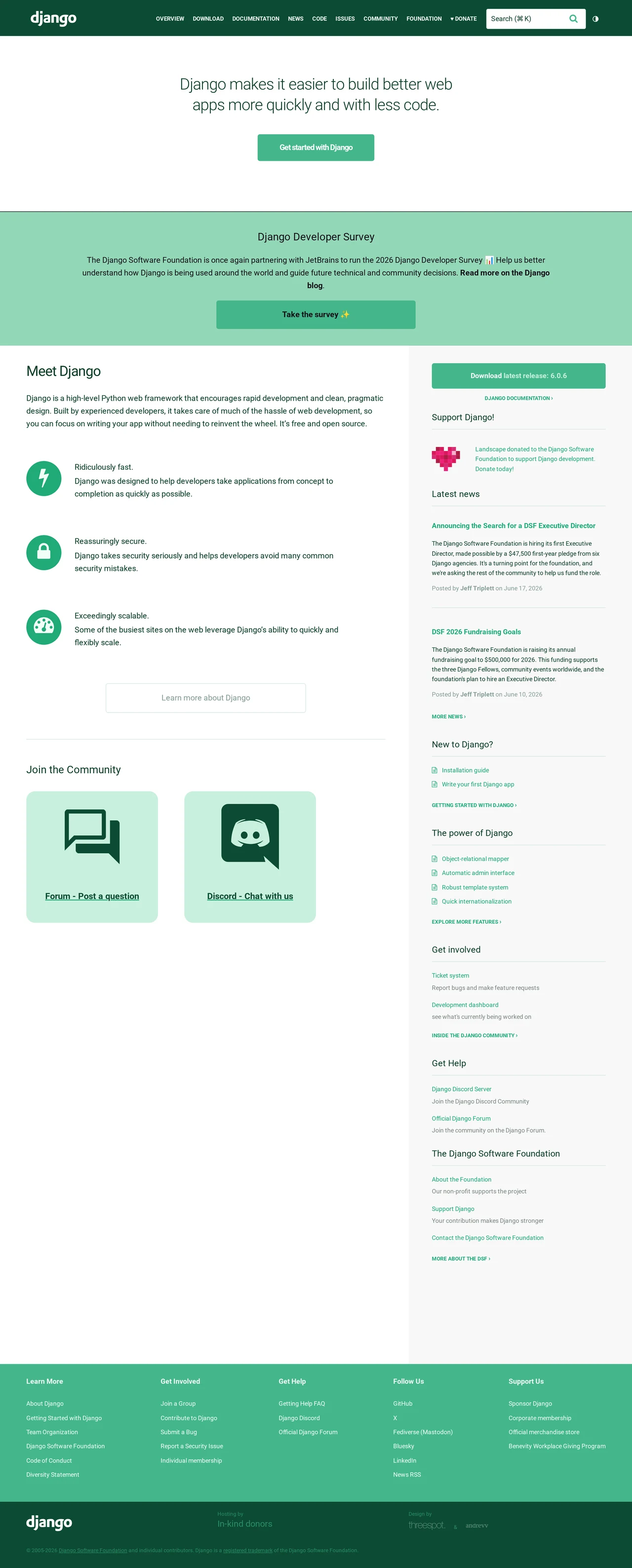 The web framework for perfectionists with deadlines | Django PC 스크린샷