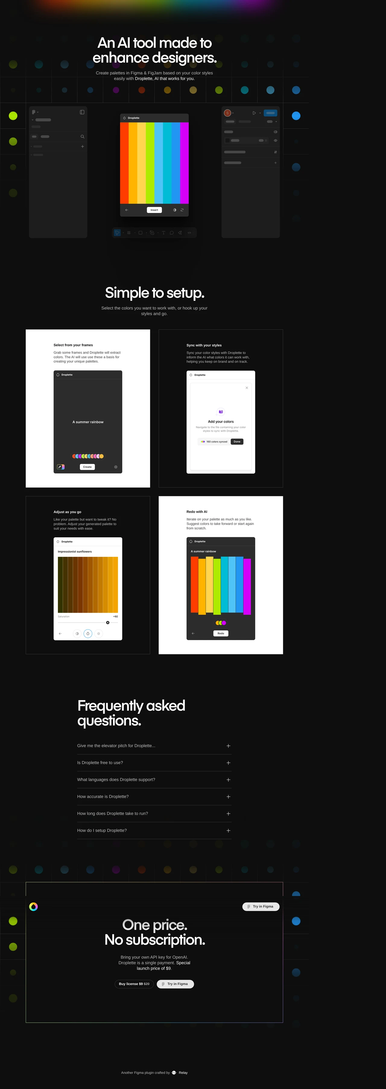 Droplette: Smart AI-Powered Color Palette Generator for Figma & FigJam PC 스크린샷