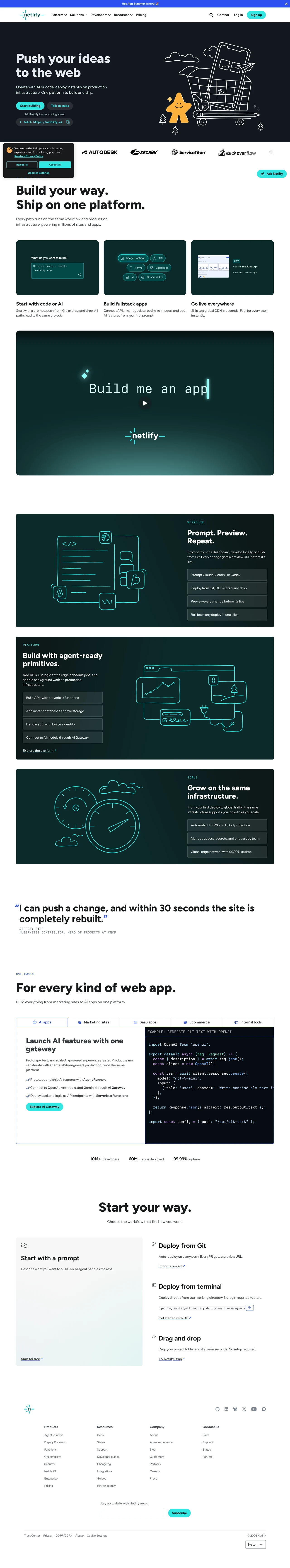 Push your ideas to the web | Netlify PC 스크린샷