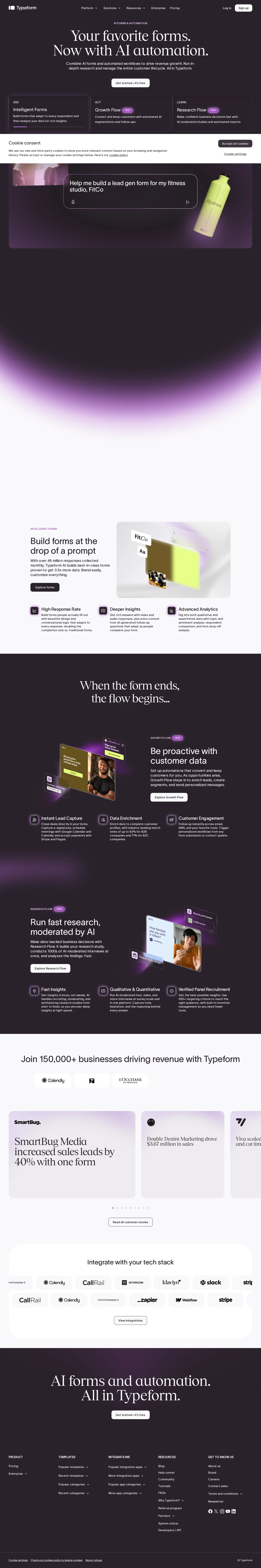 Forms & Automated Workflows, Powered by AI | Typeform PC 스크린샷